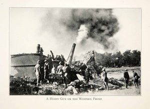 1926 Print Gun Western Front Cannon War Soldiers Smoke Huts Trees Fight XEL9