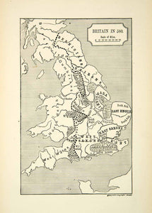 1882 Print Map Britain First 1st Century Saxon Cumbrians Deirans XELA2
