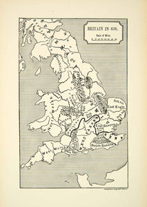 1882 Print Map Oswiu Saxons Northumbria Britain England Wales Cumbria XELA2
