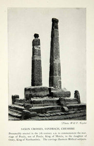 1938 Print Saxon Crosses Sandbach Peada Oswy Northumbria Artifact Biblical XELA6