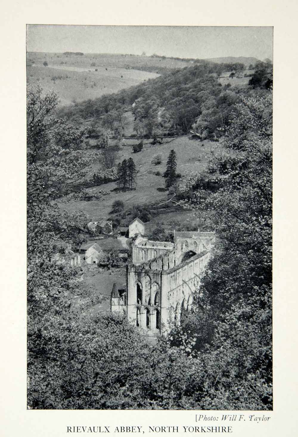 1938 Print Rievaulx Abbey Will Taylor Cistercian Ruins Landmark Historical XELA6