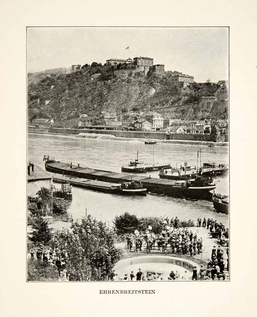 1923 Print Ehrenbreitstein Germany World War I Rhine River Barge Shore XEM4