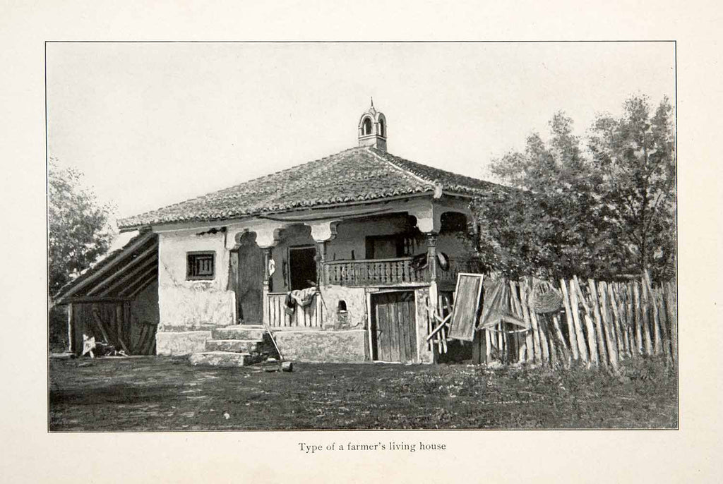 1910 Print Farm Agriculture House Serbia Balkan Europe Architecture XEM8 - Period Paper
