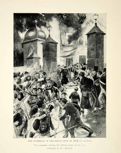 1906 Print 1848 Revolution Vienna Octroi Gates Zweigle Art Military Battle XEMA2