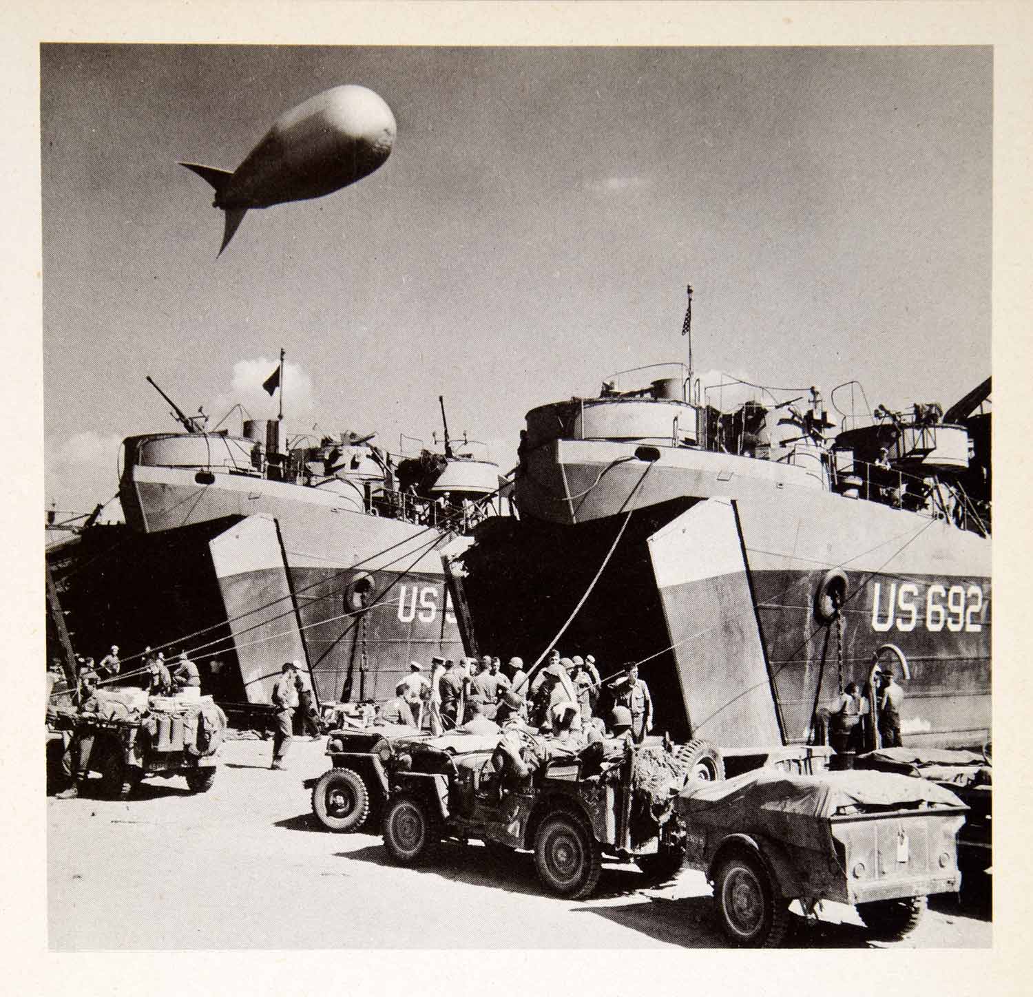 1945 Print World War Two Normandy Invasion Logistics Operation Overlord XEMA8