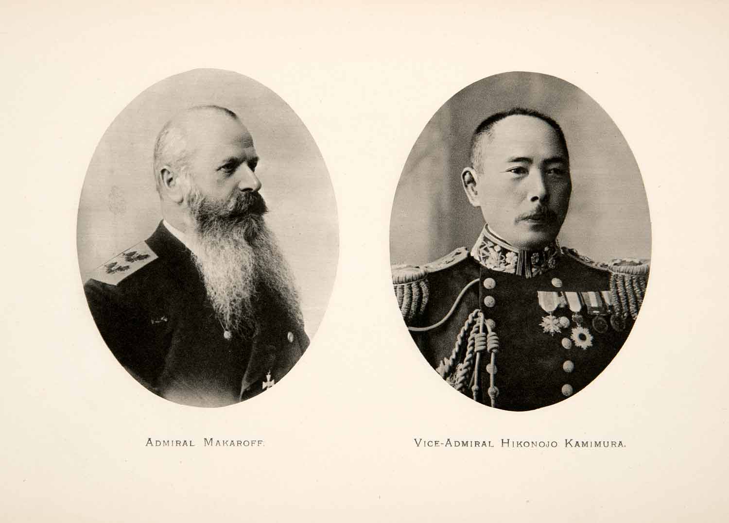 1905 Photogravure Admiral Stepan Makarov Russian Hikonojo Kamimura Japanese XEN6