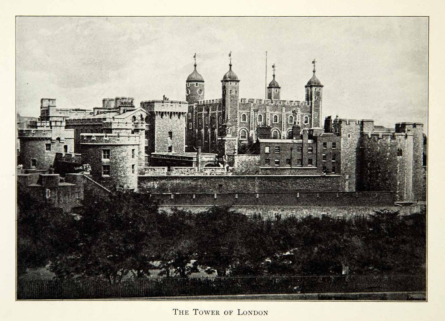 1912 Print Tower London Royal Fortress Palace Castle Battlement Rampart XENA4