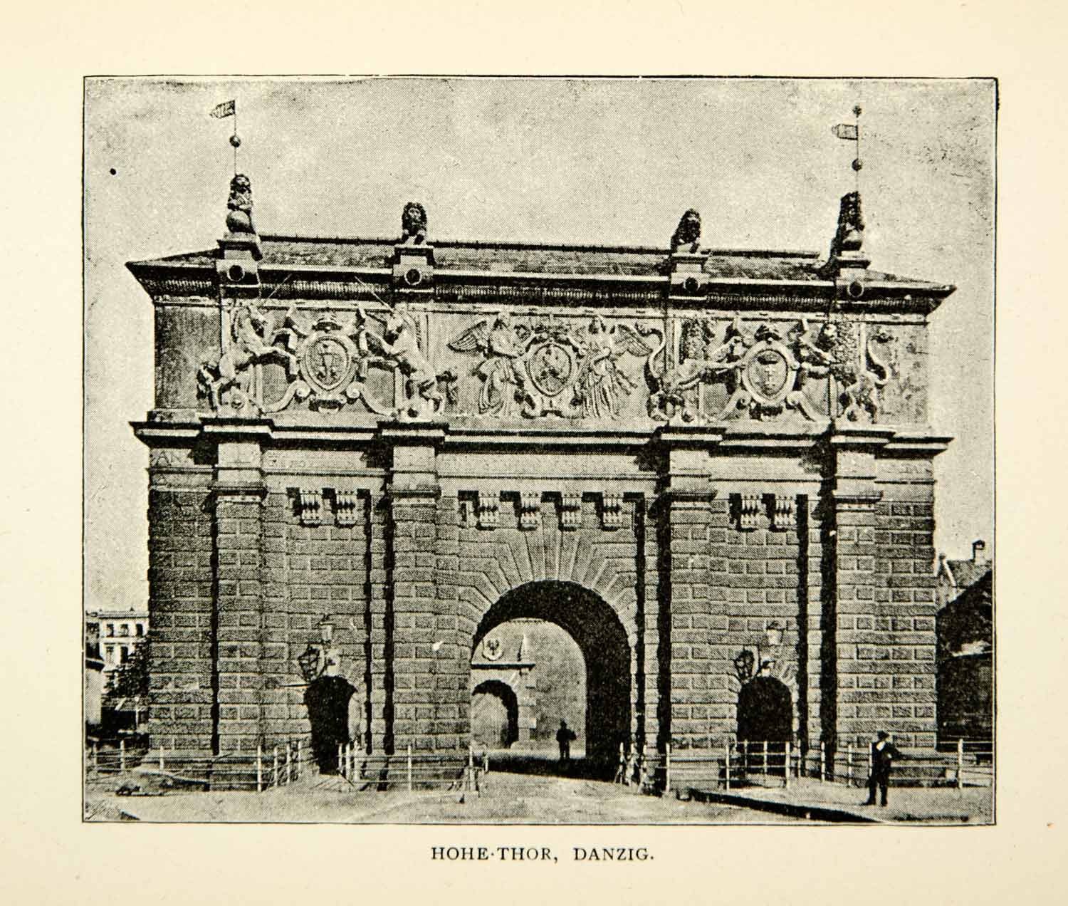 1893 Print Hohe-Tor Danzig Germany Gdansk City Gate Dominik Wall XENA5