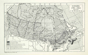 1951 Offset Lithograph Canada Map Atlantic Ocean Hudsons Bay Pacific Nova XEOA2