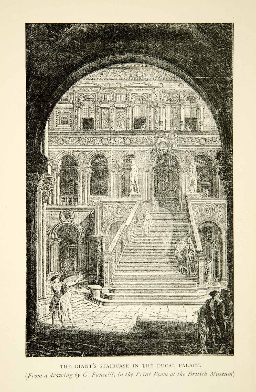 1894 Print Giant's Staircase Ducal Palace Venice Italian Architecture XEOA4
