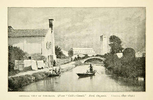 1894 Print Torcello Calli e Canali Bridge Canal Venice Gondola Tower View XEOA4