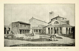 1894 Print Vathedral Torcello Church Fosca Venice Architecture Tower XEOA4