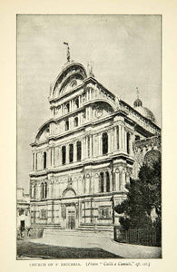 1894 Print Church Zaccaria Architecture Venice Gothic Renaissance Facade XEOA4