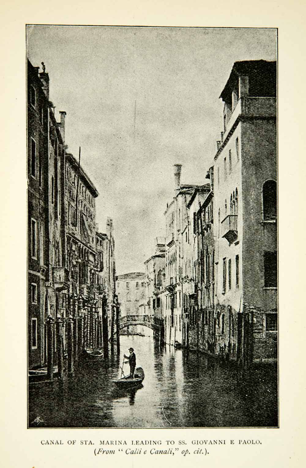 1894 Print Canal Santa Marina Giovanni Paolo Gondola Venice Venetian XEOA4