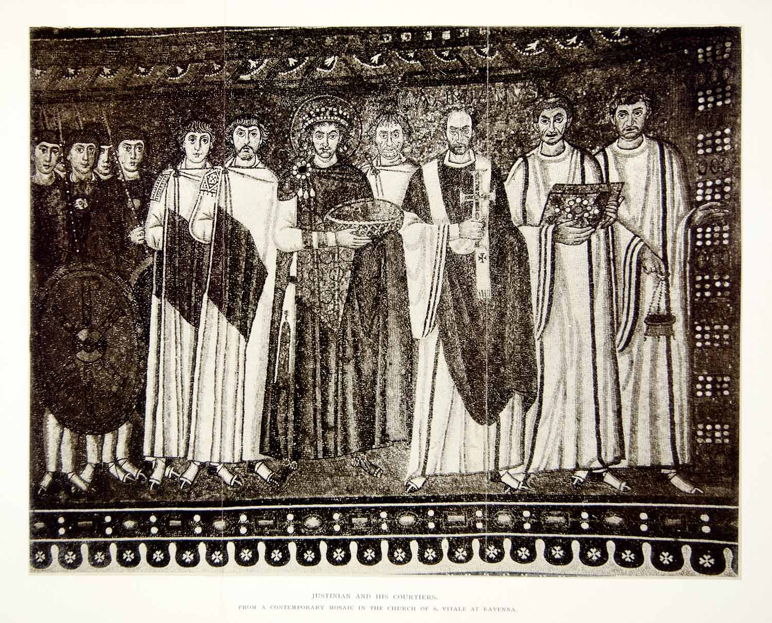1896 Collotype Justinian Great Courtiers Byzantine Emperor Vitale Ravenna XEOA6