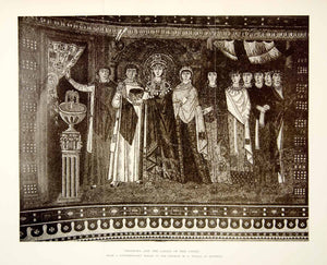 1896 Collotype Theodora Justinian Great Ladies Court Vitale Ravenna Italy XEOA6