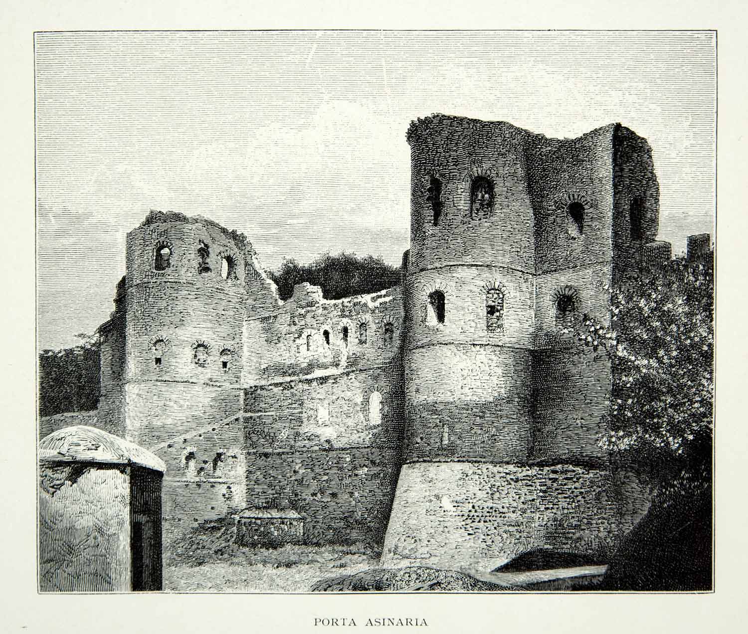 1896 Wood Engraving Byzantine Ostrogoths Porta Asinaria Gate Rome Ital ...