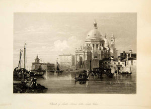 1861 Steel Engraving Church Santa Maria Salture Venice Italy Grand Canal XEOA8