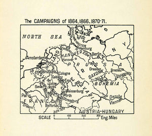 1913 Print Campaigns Prussia Map Germany Bohemia France Austria-Hungary XEPA1