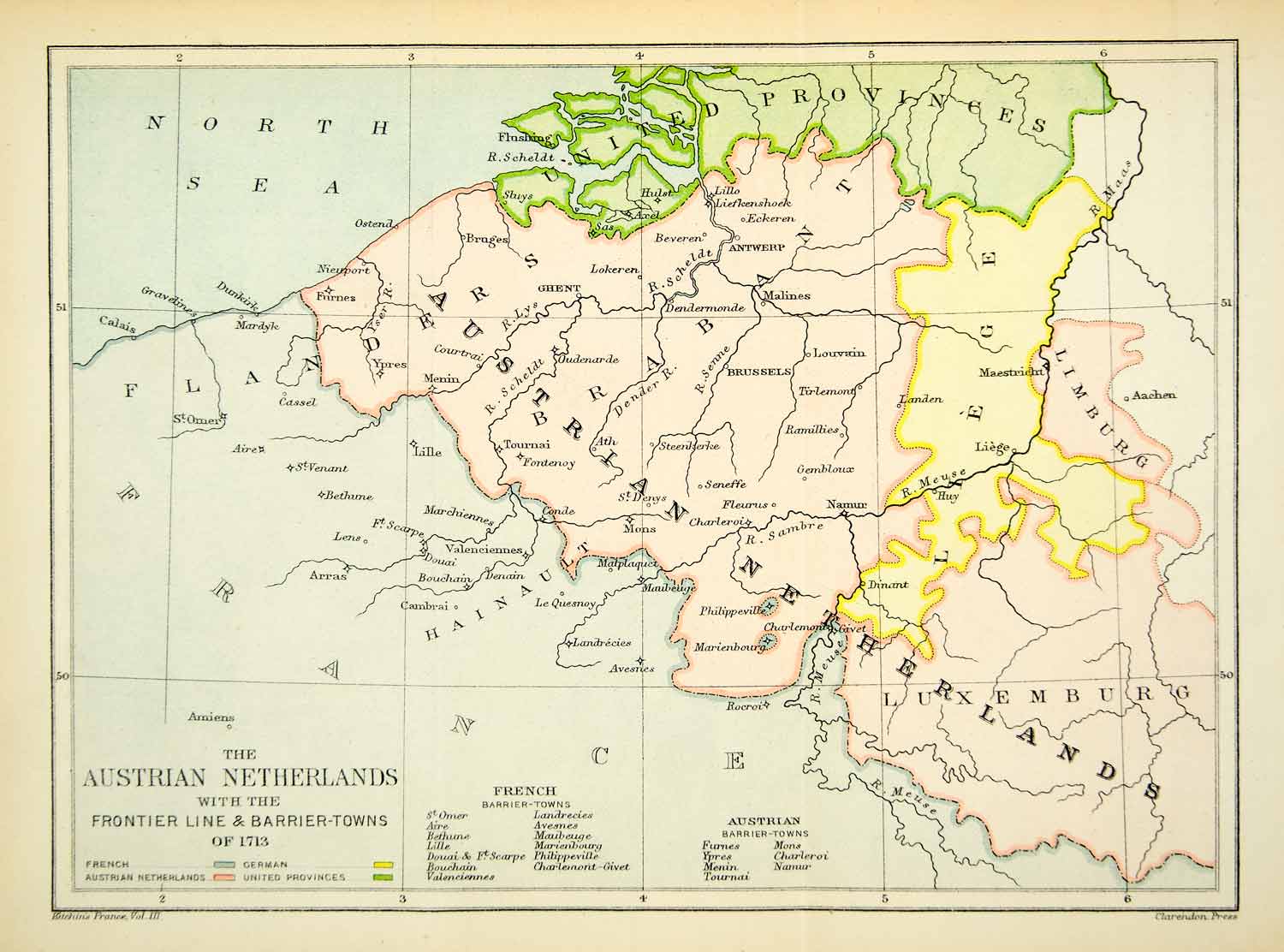 1894 Print Map Austrian Netherlands Flanders United Provinces Limburg XEPA3