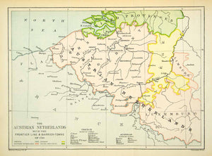 1894 Print Map Austrian Netherlands Flanders United Provinces Limburg XEPA3