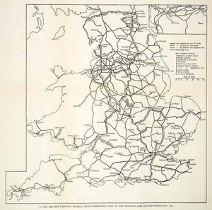 1958 Print Map Britain England United Kingdom Railway Railroad System XEQ1