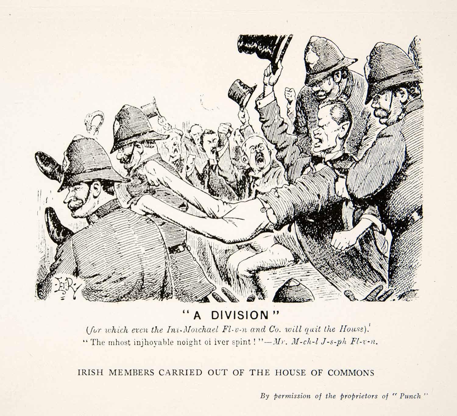 1927 Print Political Cartoon House Commons Irish English British Bobby XEQ4