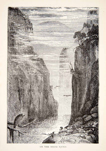 1901 Print Sognefjord River Cliffs Buzzard Carnage Soldiers Castle Mountain XEQ5