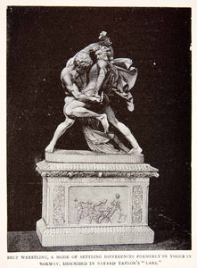 1901 Print Statue Norway Scandinavian Belt Wrestling Bayard Taylor Lars XEQ5