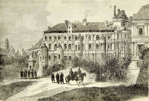 1884 Wood Engraving Chateau De Blois Royal Castle Palace Architecture XEQA2
