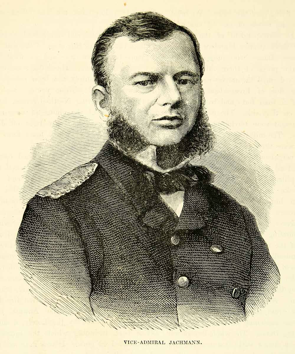 1884 Wood Engraving Vice Admiral Eduard Von Jachmann German Franco XEQA2