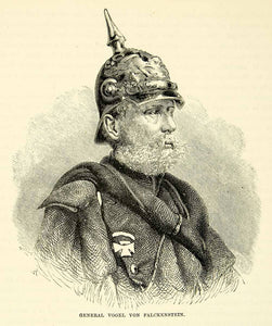 1884 Wood Engraving German General Eduard Vogel Von Falckenstein Portrait XEQA2