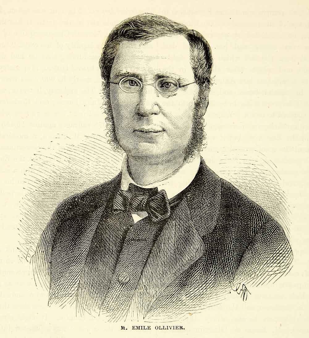 1884 Wood Engraving Emile Ollivier French Statesman Portrait Prime XEQA2