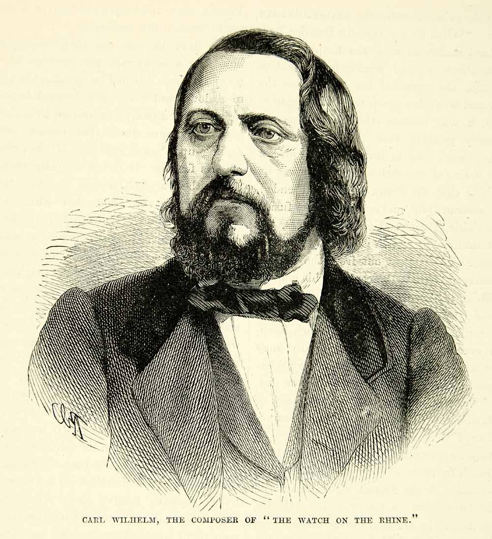 1884 Wood Engraving Carl Wilhelm German Music Composer Portrait Franco XEQA2