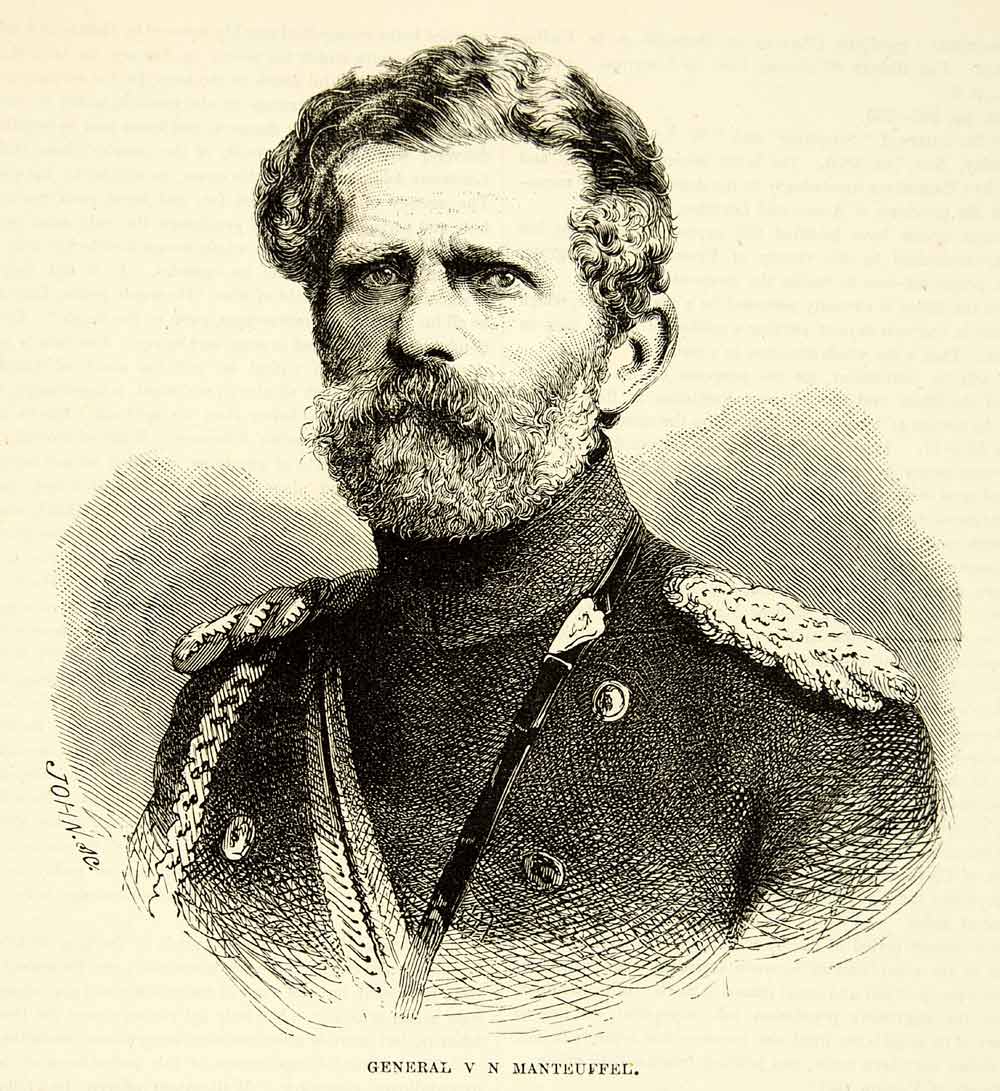 1884 Wood Engraving General Edwin Von Manteuffel Franco-Prussian War XEQA2