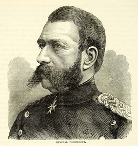 1884 Wood Engraving General Theophil Von Podbielski Franco-Prussian War XEQA2