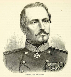 1884 Wood Engraving General Von Starkloff Franco-Prussian War Military XEQA2