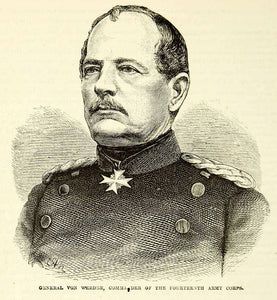 1884 Wood Engraving General August Von Werder Franco-Prussian War 14th XEQA2