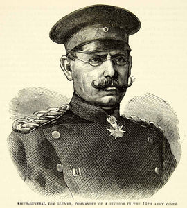 1884 Wood Engraving Lt General Adolf Von Glumer Franco-Prussian War XEQA2