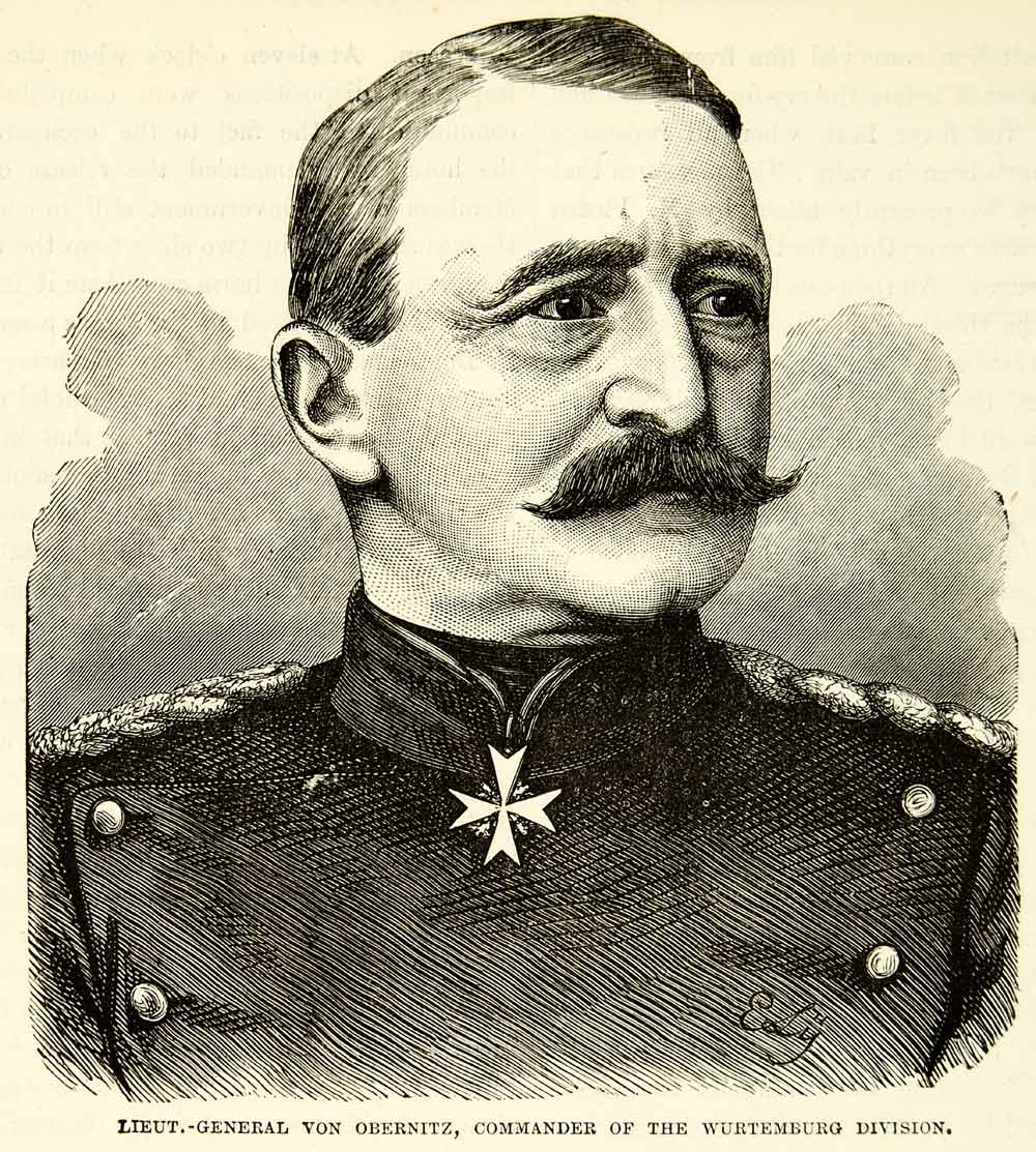 1884 Wood Engraving Lt General Hugo Von Obernitz Franco-Prussian War XEQA2