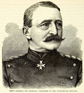 1884 Wood Engraving Lt General Hugo Von Obernitz Franco-Prussian War XEQA2