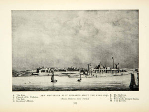 1898 Print New Amsterdam Settlement Manhattan Island Colonial Era St. Nicholas