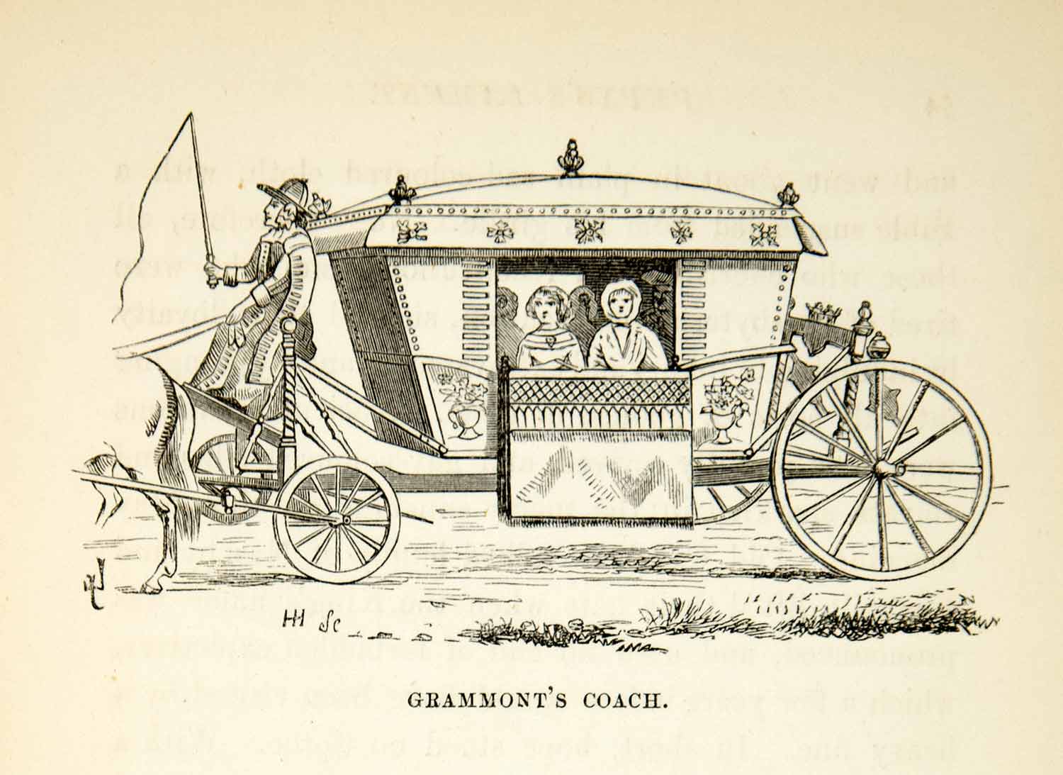 1872 Wood Engraving Carriage Travel Horse Transportation Hyde Park London XEQA5