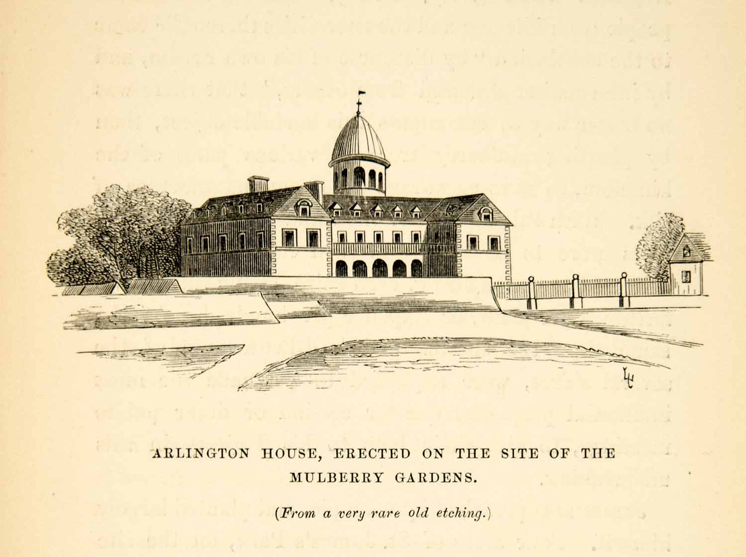 1872 Wood Engraving Arlington Mulberry Garden St James Park London XEQA5