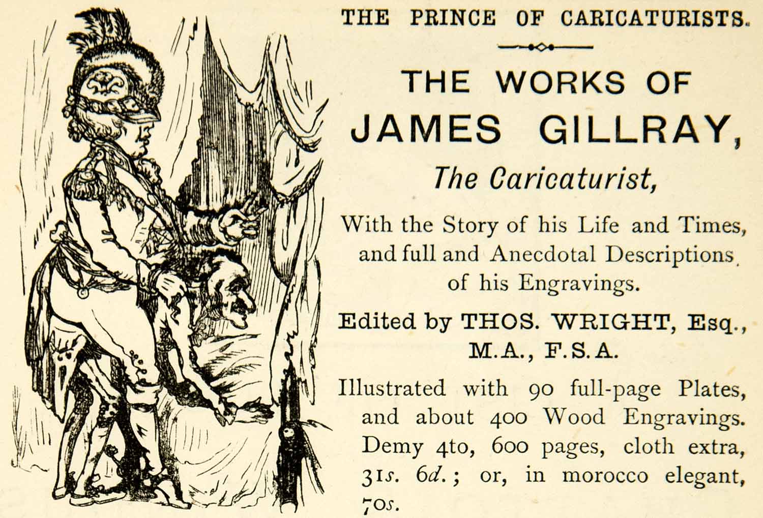 1872 Ad Caricature Artwork Book James Gillray Woman Portrait Man Thos XEQA5