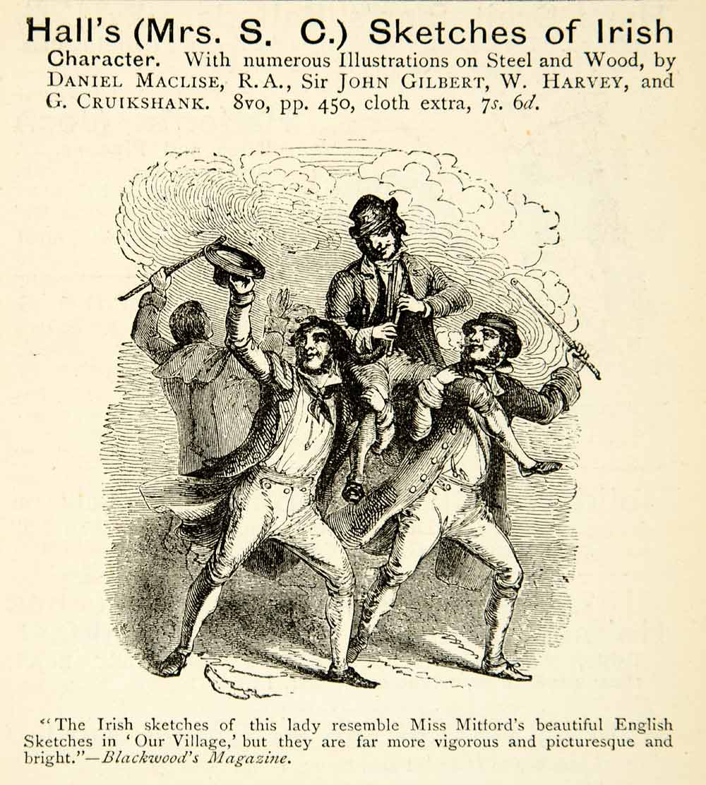 1872 Ad Hall Sketches Irish Characters Daniel Maclise John Gilbert XEQA5