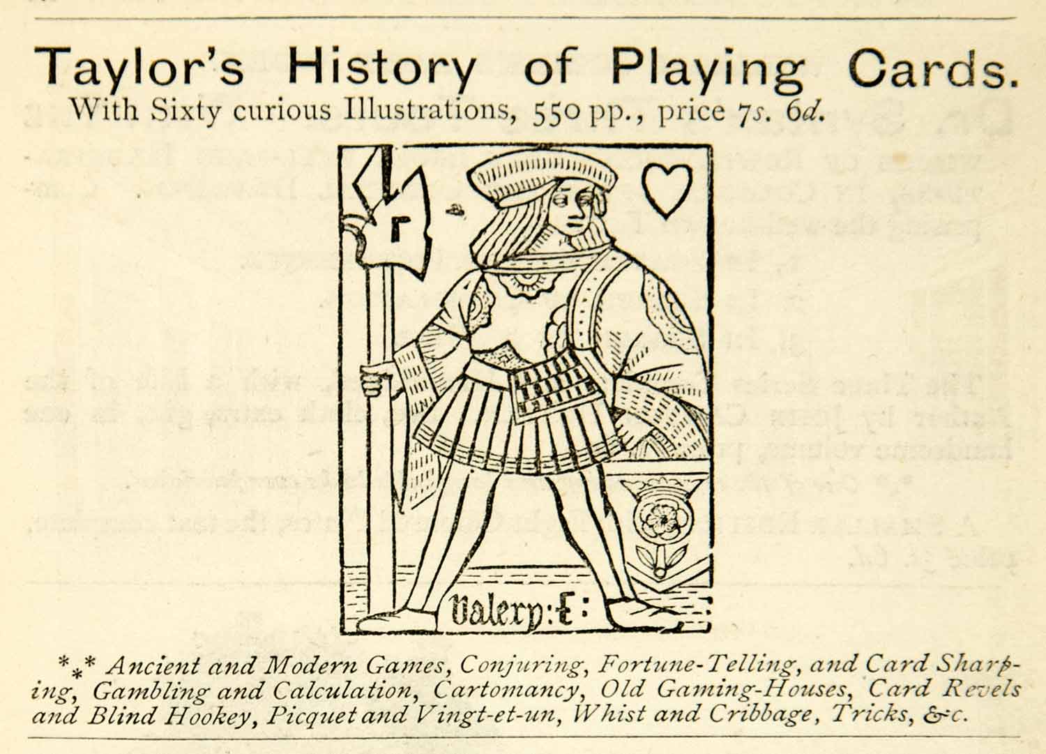 1872 Ad Taylor History Playing Cards King Historic Costume Fashion Royal XEQA5