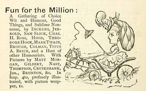 1872 Ad Woman Carriage Horse Caricature Fun Million Book Humor Dickens XEQA5
