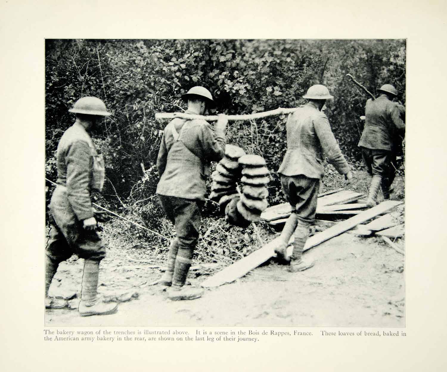 1934 Print WWI Doughboy US Army Soldier Bread Food Ration Bois De Rappes XEQA6