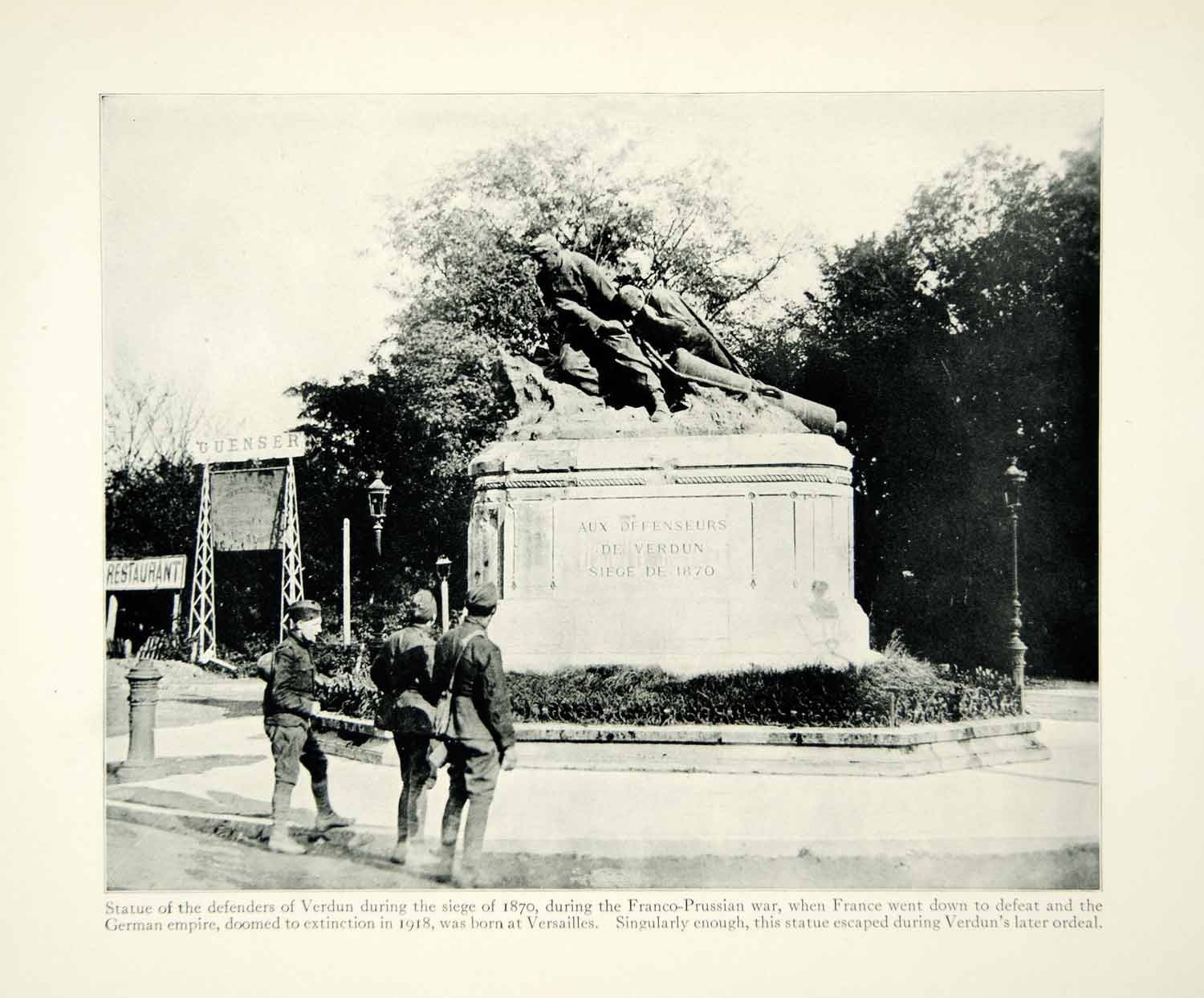 1934 Print WWI Franco-Prussian War Memorial Verdun France Military XEQA6